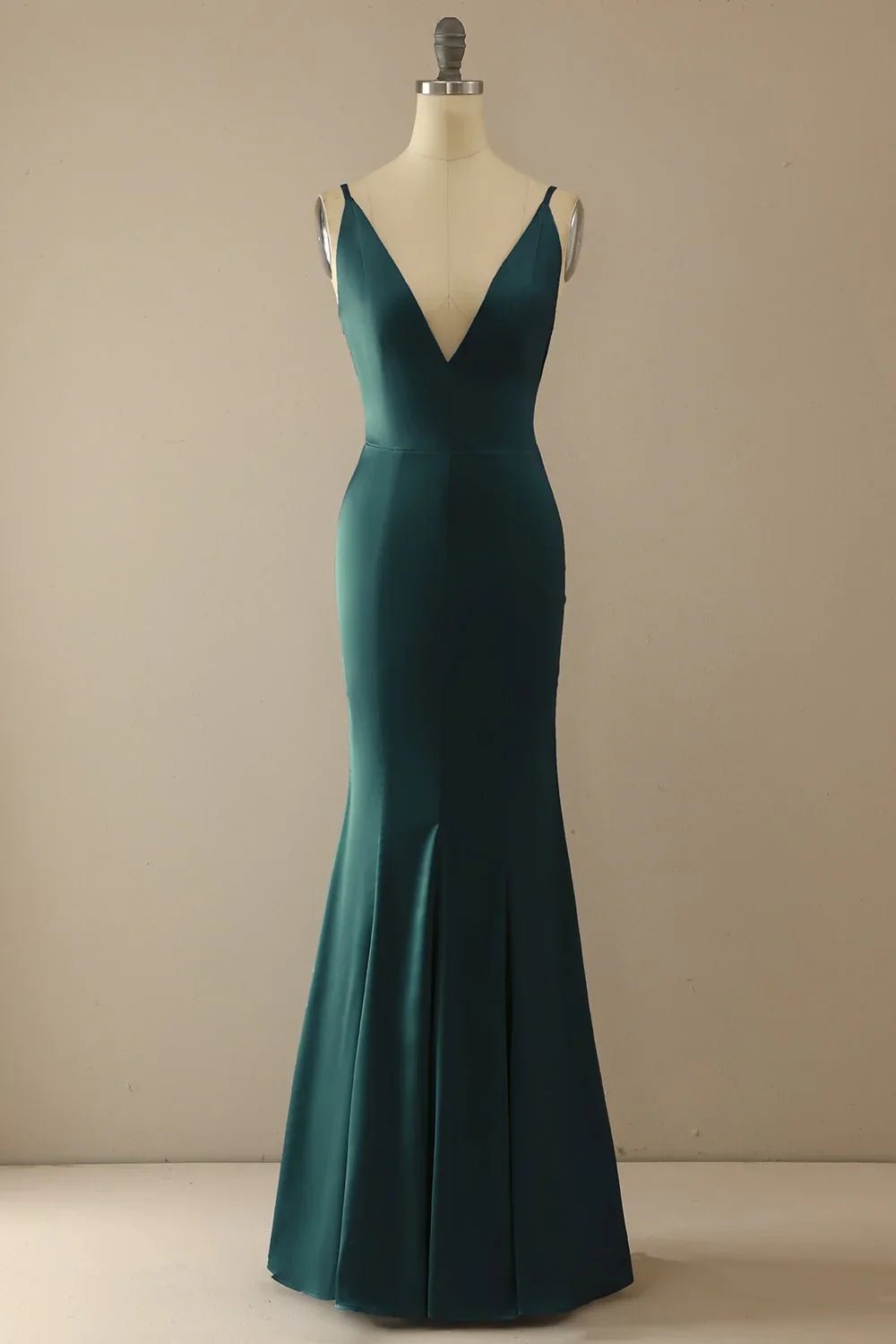 Blue Mermaid V-Neck Backless Floor-Length Prom Dress - Chloe Dress
