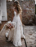 A-Line Sweetheart Lace Train Wedding Gown - Chloe Dress
