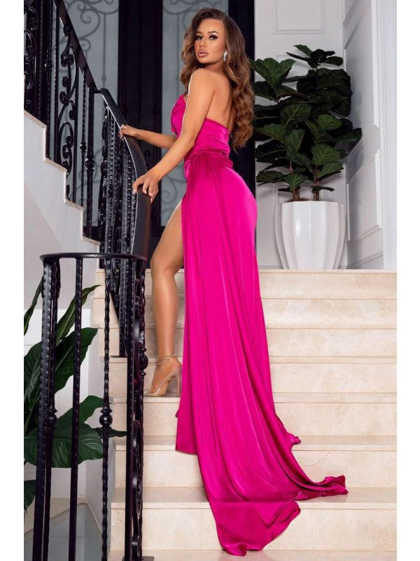 Sheath Sweetheart Satin Sleeveless Train Dress - Chloe Dress