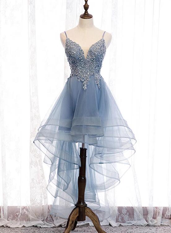 Blue V-Neck Tulle Party Dress - Chloe Dress