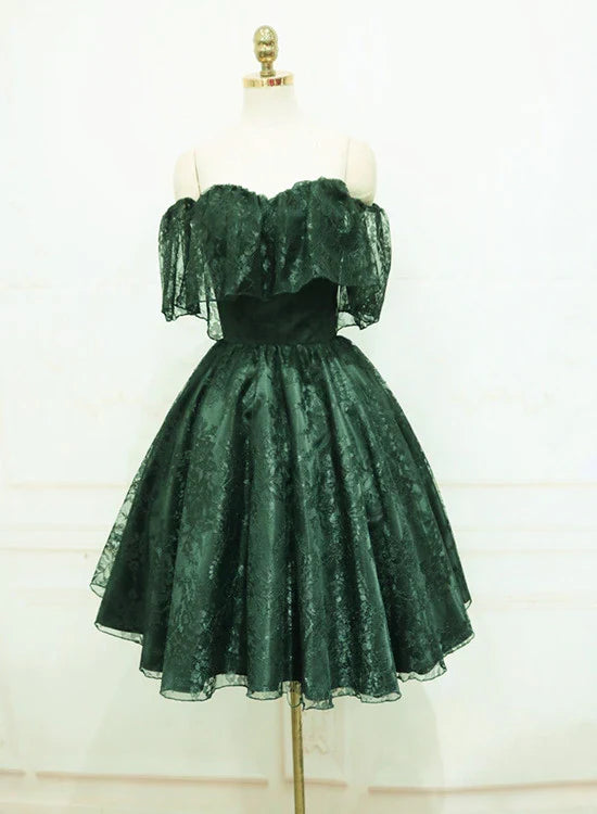 Green Off-Shoulder Lace Mini Party Dress - Chloe Dress