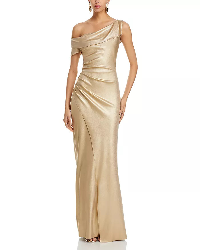 One-Shoulder Satin Floor-Length Evening Dress - Chloe Dress