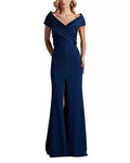 Off-Shoulder Lace-Up Back Pleated Floor-Length Evening Dress - Chloe Dress