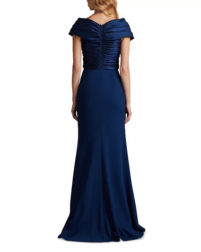 Off-Shoulder Lace-Up Back Pleated Floor-Length Evening Dress - Chloe Dress