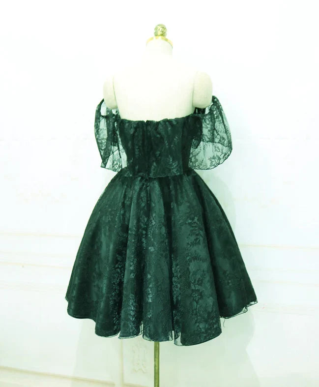 Green Off-Shoulder Lace Mini Party Dress - Chloe Dress