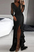 V-Neck Sequin Evening Dress - Chloe Dress