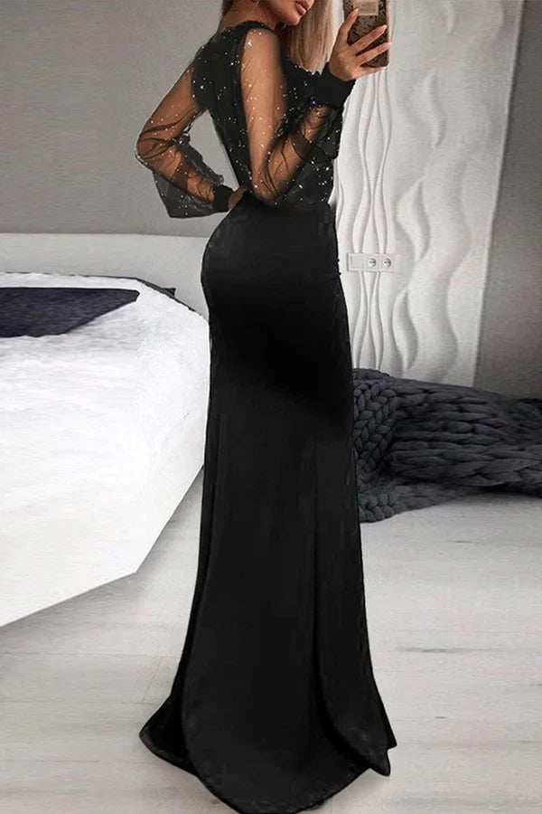 V-Neck Sequin Evening Dress - Chloe Dress