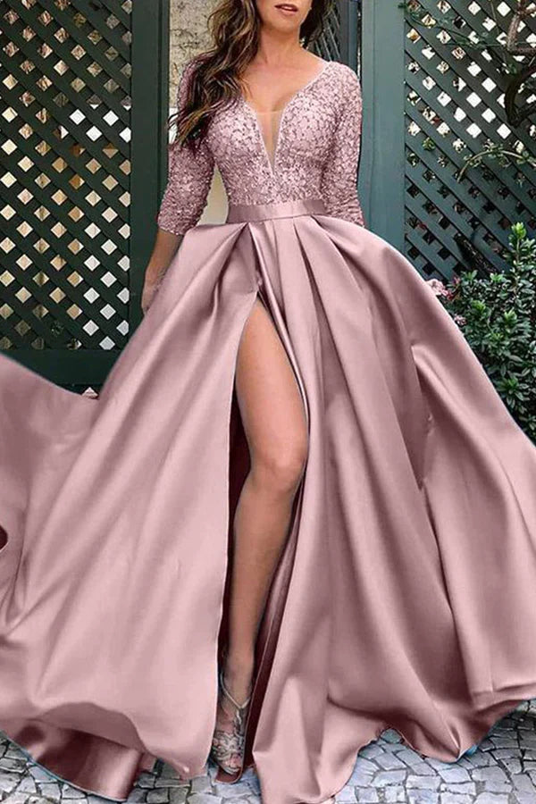 V-Neck Sequin Evening Dress - Chloe Dress