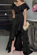 V-Neck Ruffled Evening Dress - Chloe Dress