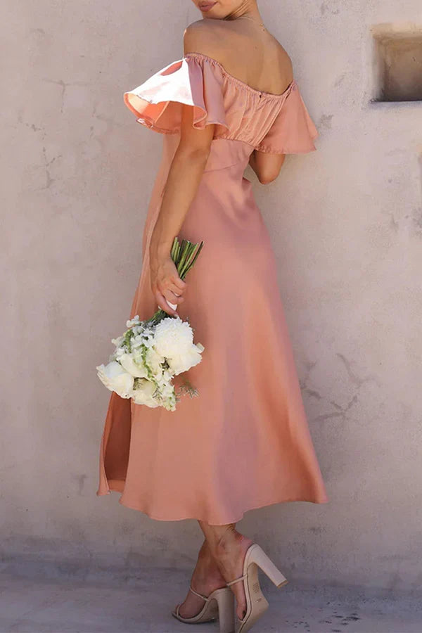 Off-Shoulder High Slit Evening Dress - Chloe Dress