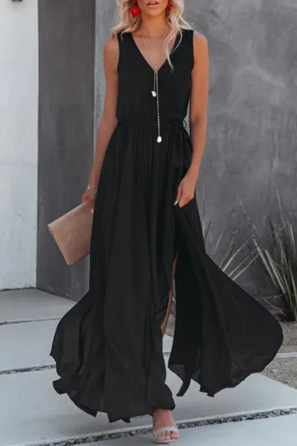 V-Neck Sleeveless Evening Dress - Chloe Dress