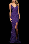 V-Neck Sequin Backless Evening Dress - Chloe Dress