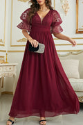 V-Neck Lace Evening Dress - Chloe Dress