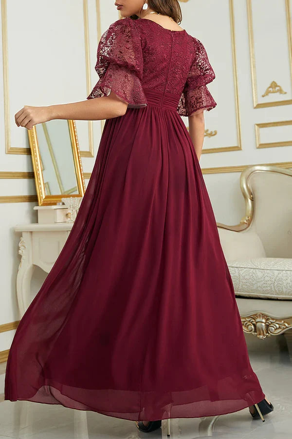 V-Neck Lace Evening Dress - Chloe Dress