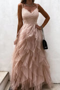 V-Neck Mesh Evening Dress - Chloe Dress
