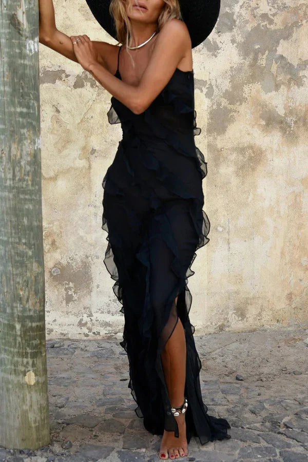 V-Neck High Slit Evening Dress - Chloe Dress