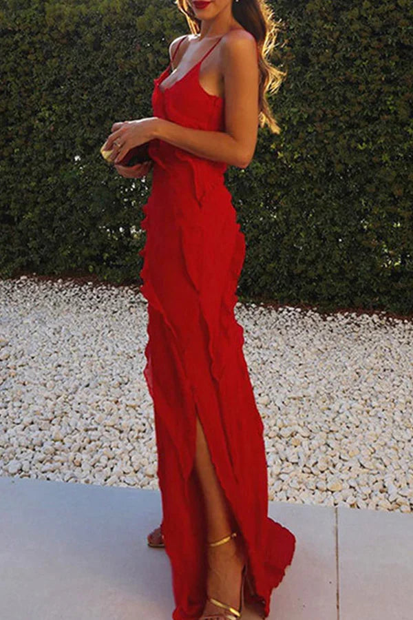 V-Neck High Slit Evening Dress - Chloe Dress
