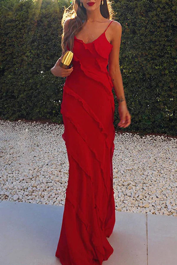 V-Neck High Slit Evening Dress - Chloe Dress