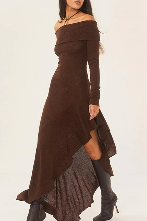 Off-Shoulder Ruffled Evening Dress - Chloe Dress