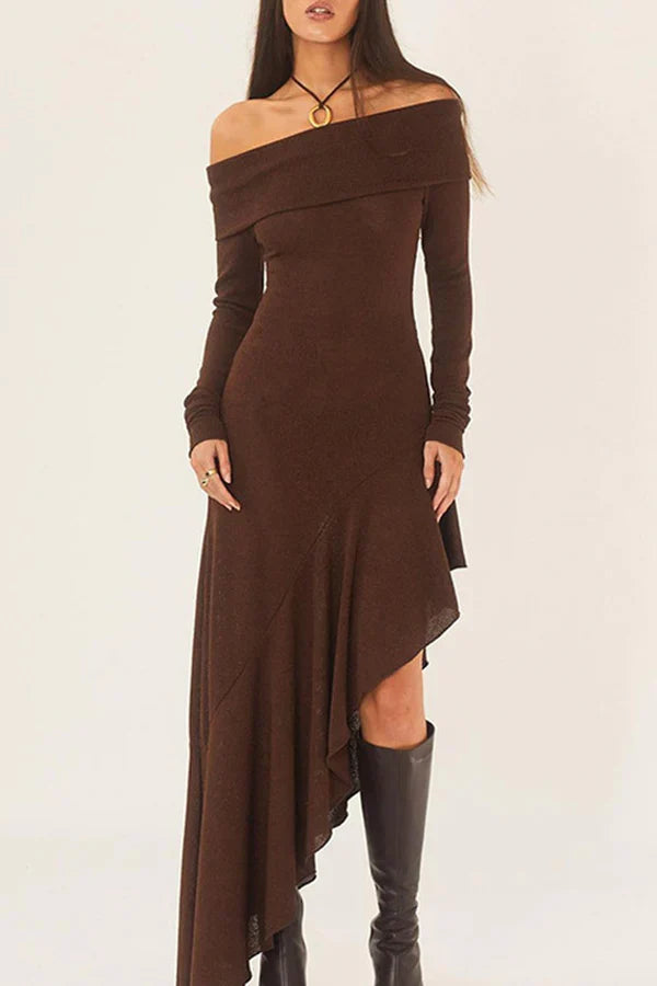 Off-Shoulder Ruffled Evening Dress - Chloe Dress