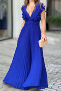V-Neck Sleeveless Ruffled Evening Dress - Chloe Dress