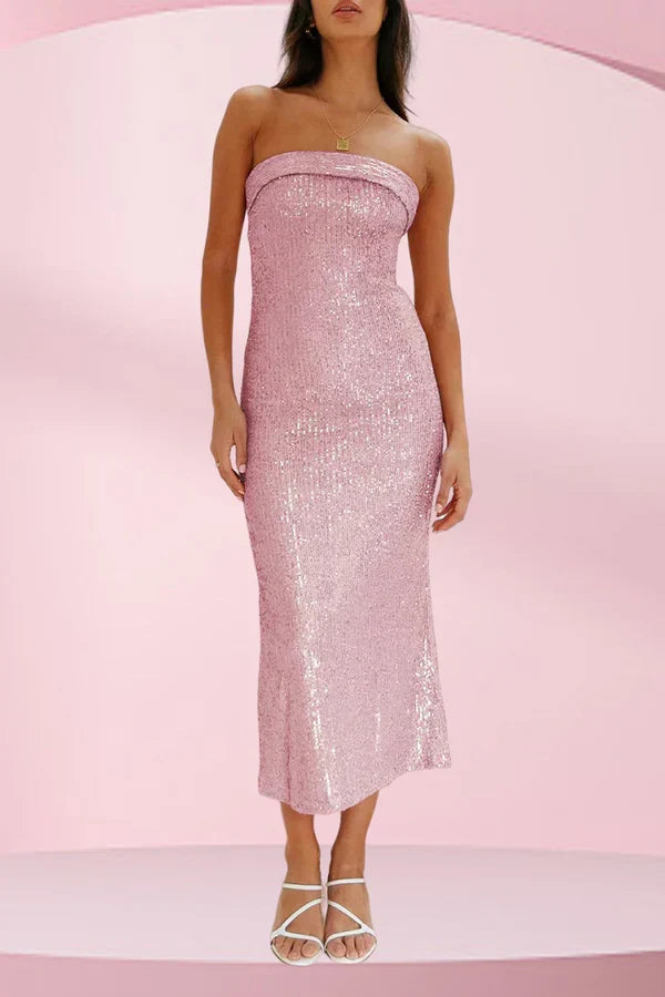 Strapless Sequin Evening Dress - Chloe Dress