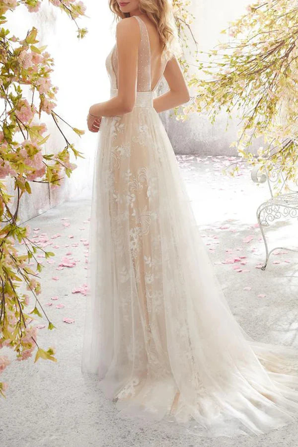 V-Neck Lace Evening Dress - Chloe Dress