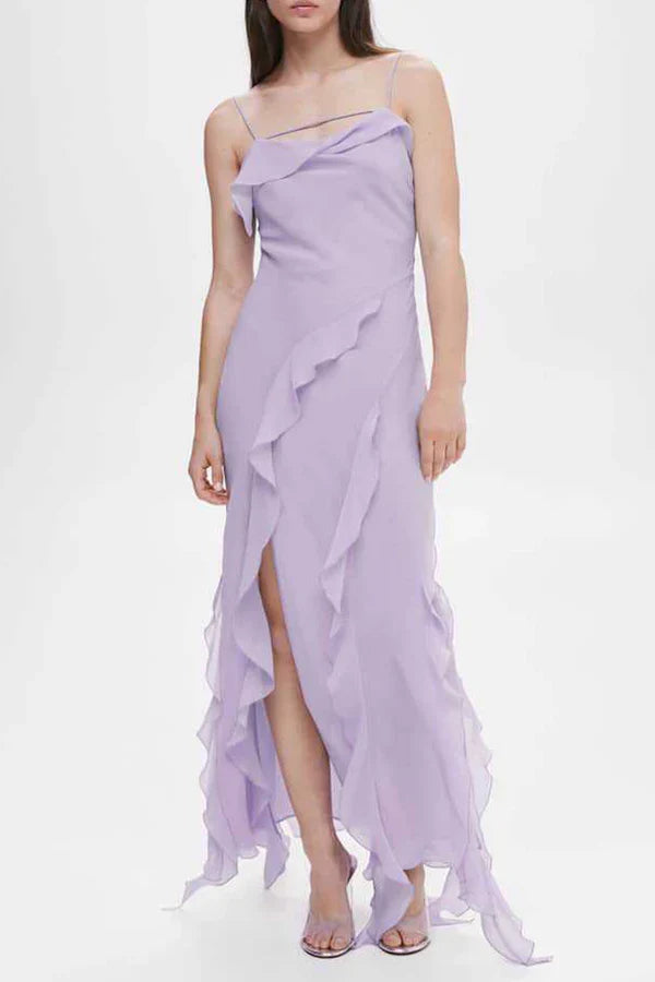 V-Neck Ruffled Evening Dress - Chloe Dress