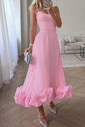 Square Neck Pleated Evening Dress - Chloe Dress