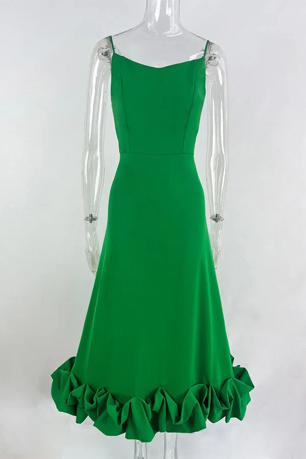 Square Neck Pleated Evening Dress - Chloe Dress