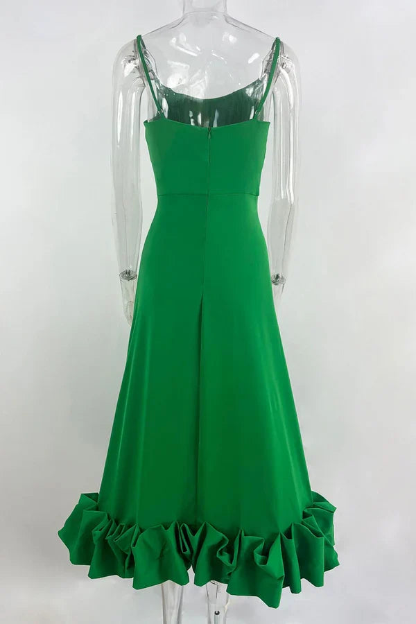 Square Neck Pleated Evening Dress - Chloe Dress