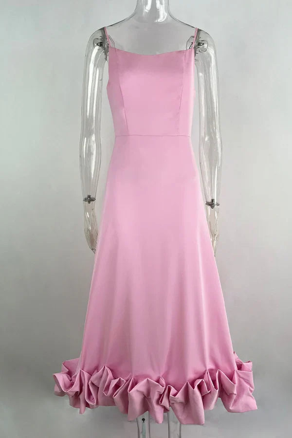 Square Neck Pleated Evening Dress - Chloe Dress
