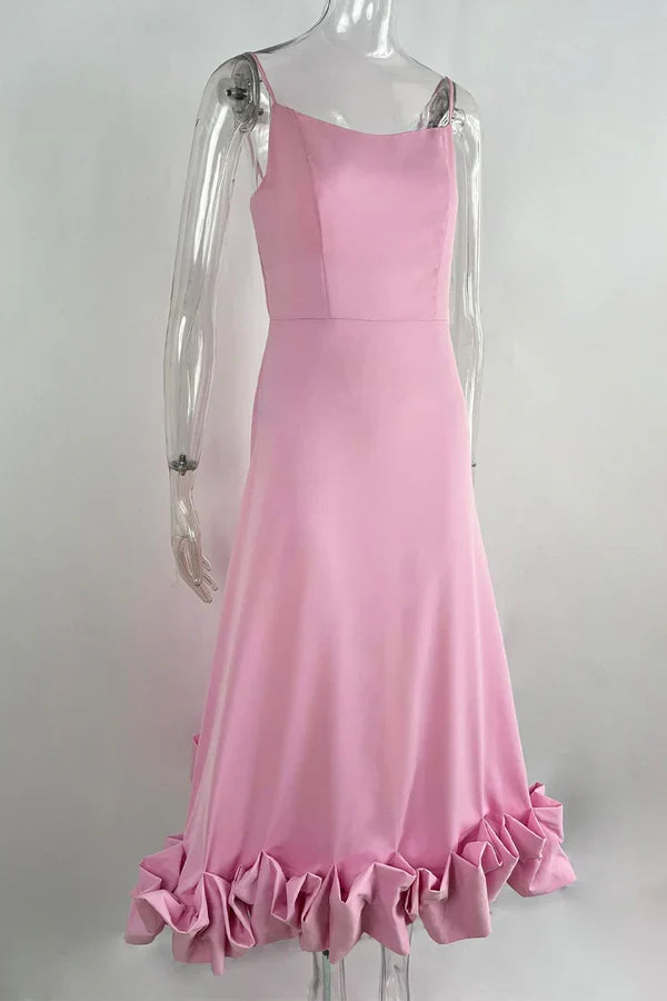 Square Neck Pleated Evening Dress - Chloe Dress