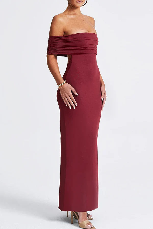 Backless Pleated Evening Dress - Chloe Dress