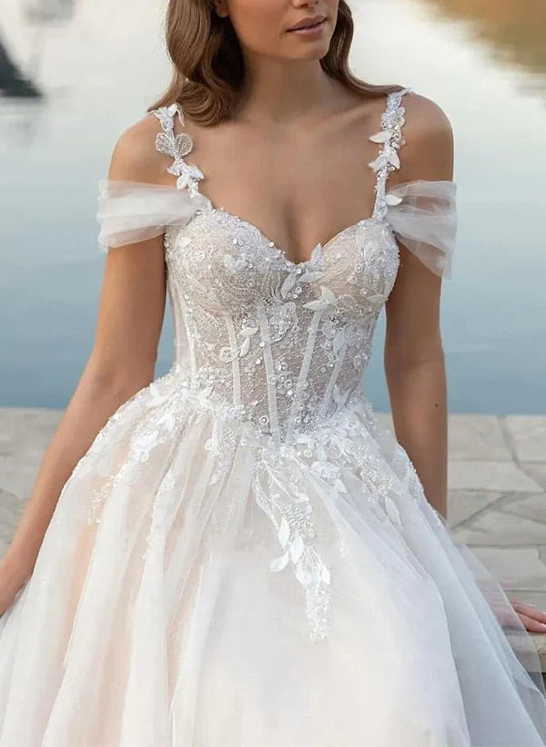 A-Line Off-Shoulder Lace Wedding Dress - Chloe Dress