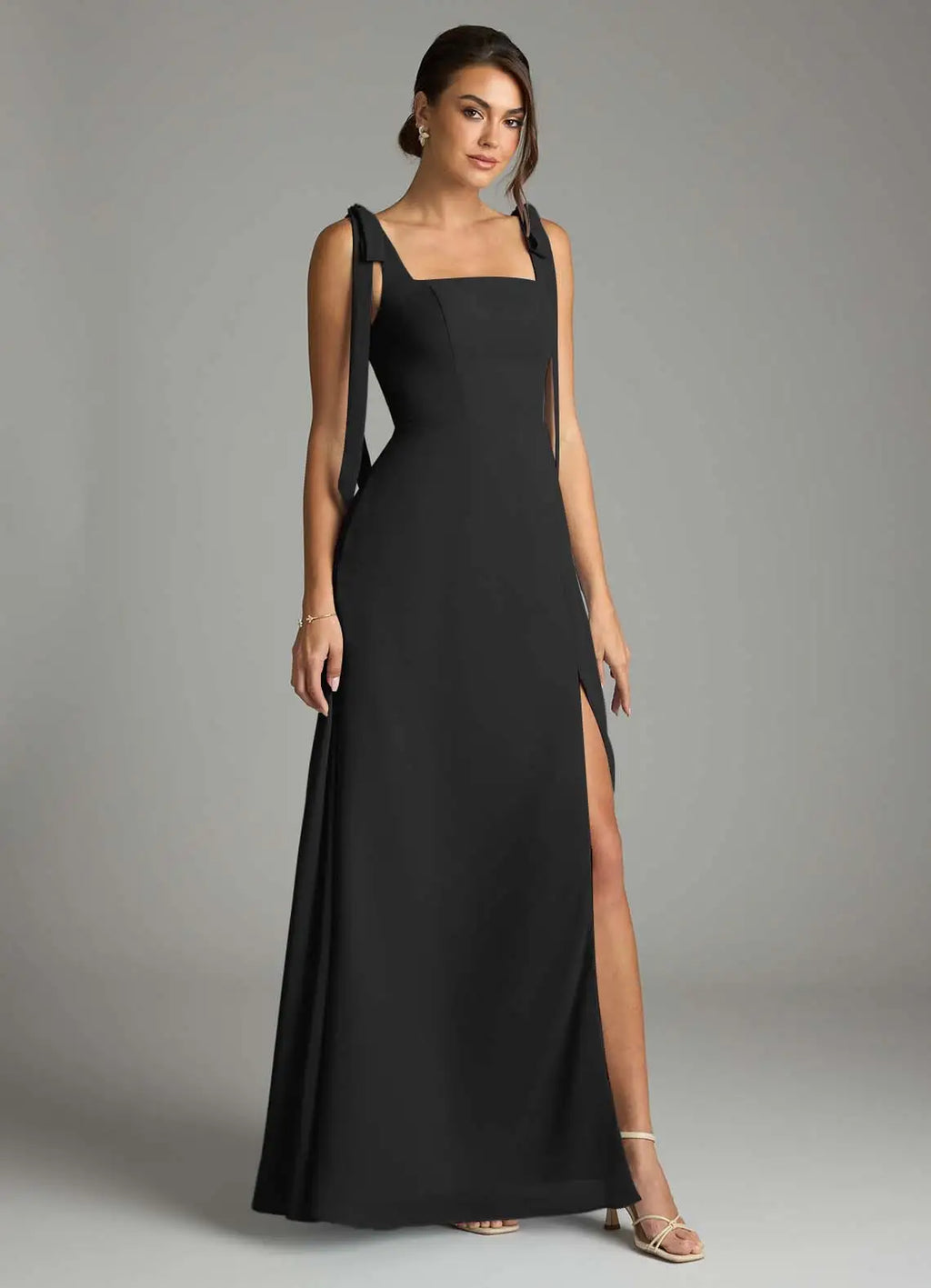 Square Neck High Slit Wedding Dress - Chloe Dress
