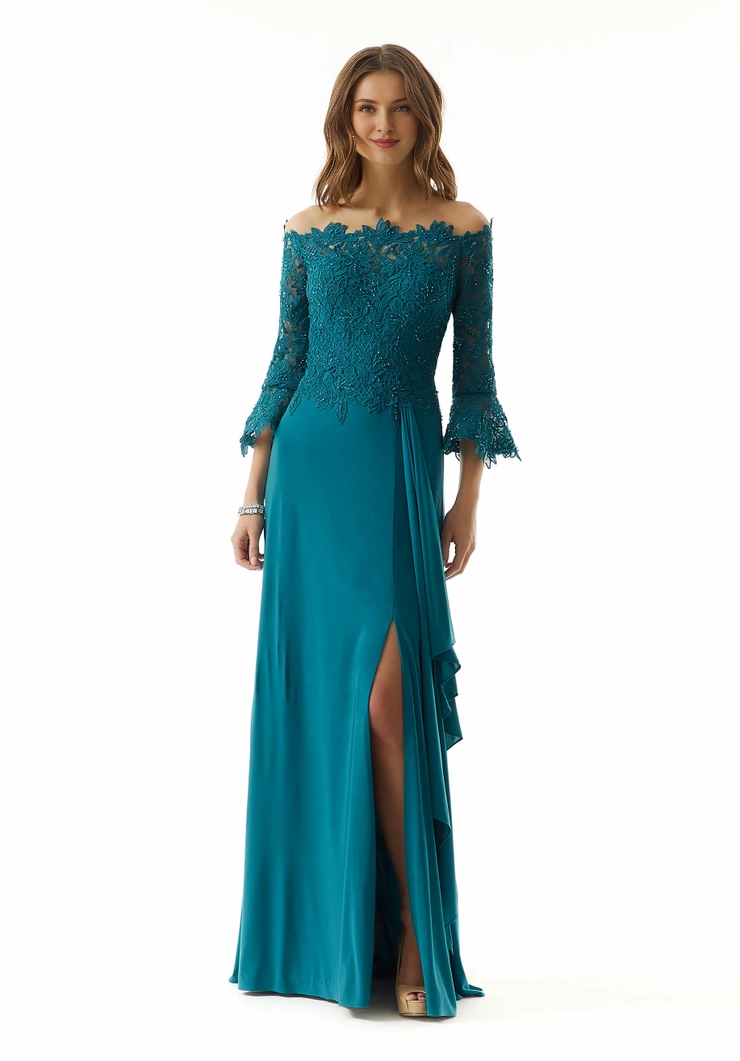 A-Line Lace Lace-Up Back High Slit Evening Dress - Chloe Dress