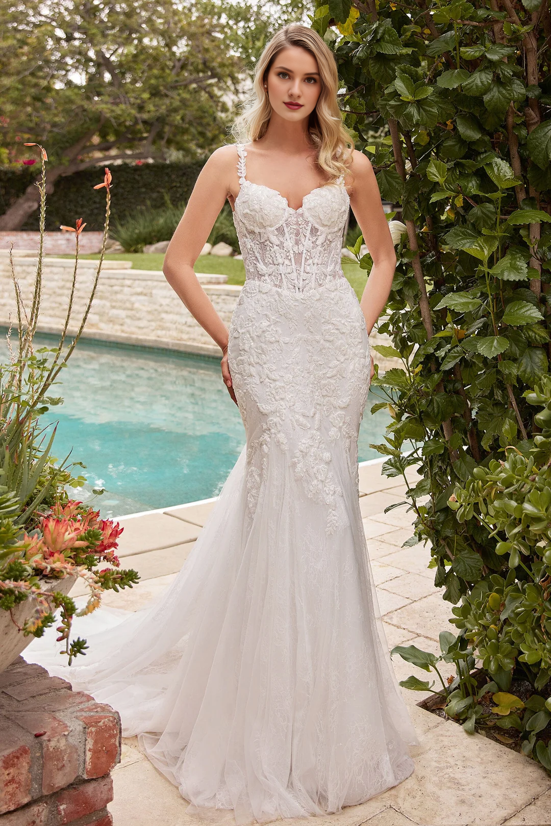 Lace Long Sleeve Applique Wedding Dress - Chloe Dress