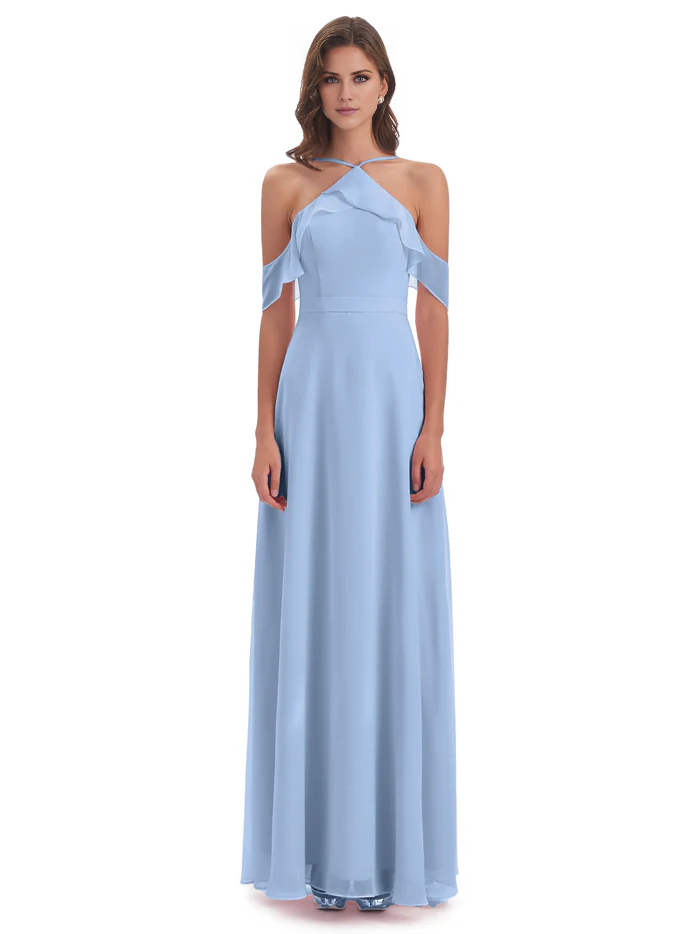 Off-Shoulder Chiffon Floor-Length Wedding Dress - Chloe Dress