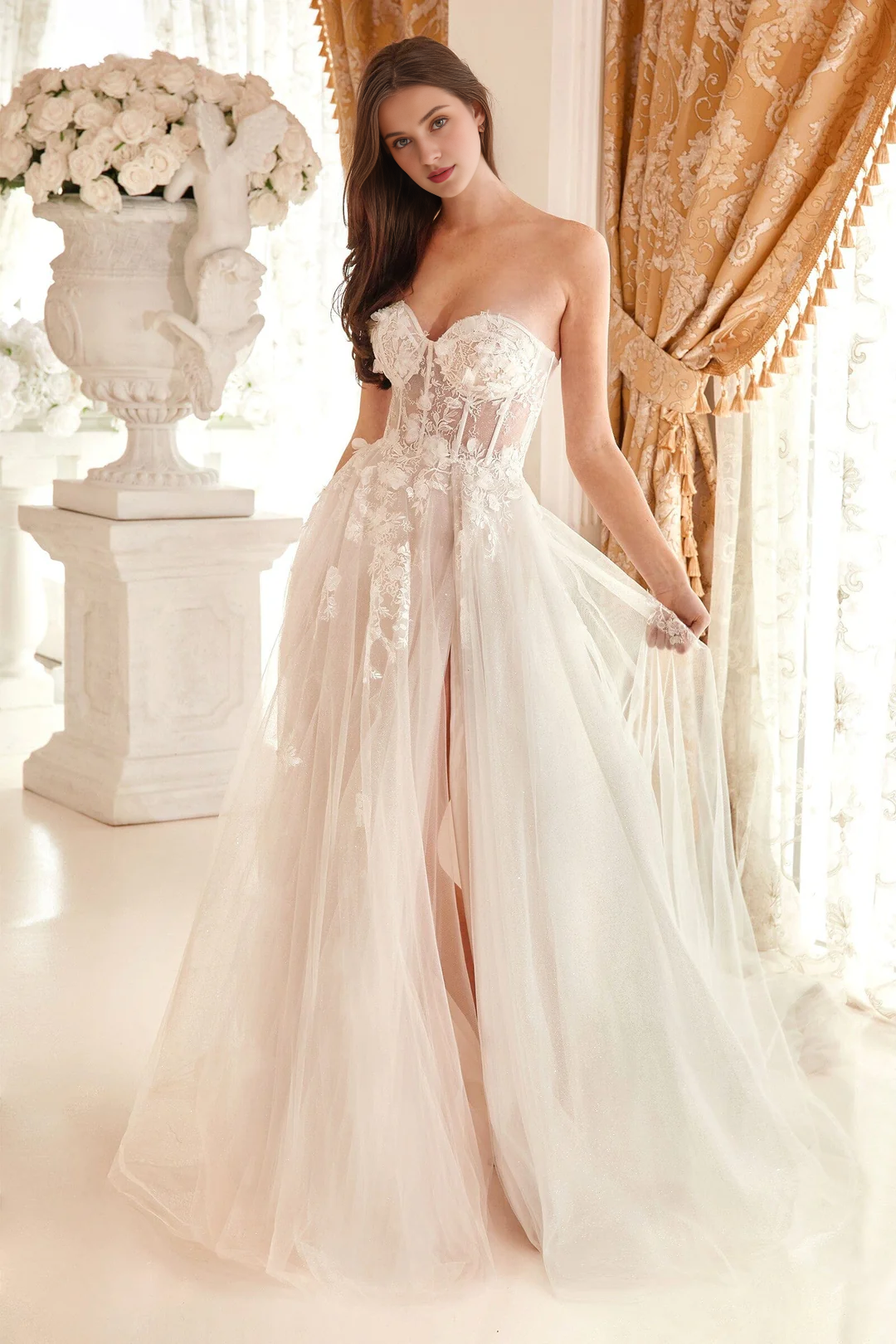 White Strapless Wedding Dress - Chloe Dress