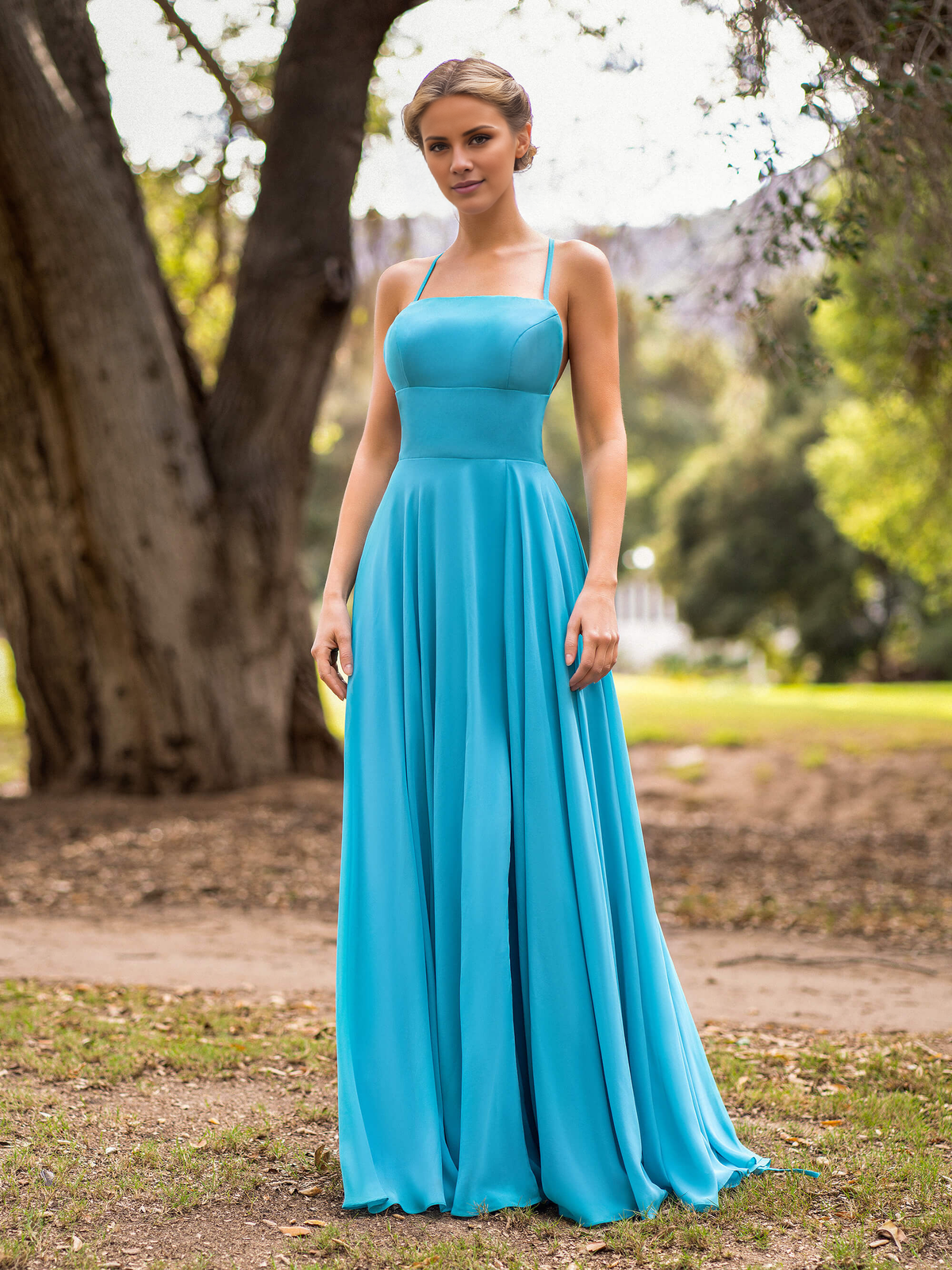 A-Line Chiffon Open Back Floor-Length Formal Dress - Chloe Dress