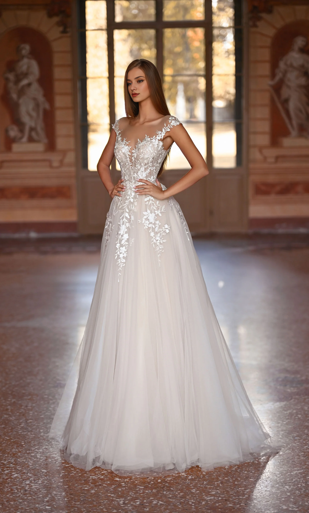 V-Neck Lace Lace-Up Back Wedding Dress - Chloe Dress
