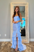 Blue Mermaid Off-Shoulder High Slit Dress - Chloe Dress