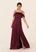 Off-Shoulder Satin High Slit Wedding Dress - Chloe Dress