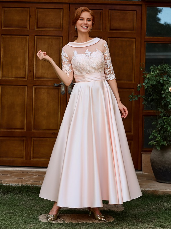 A-Line Satin Ankle-Length Dress - Chloe Dress