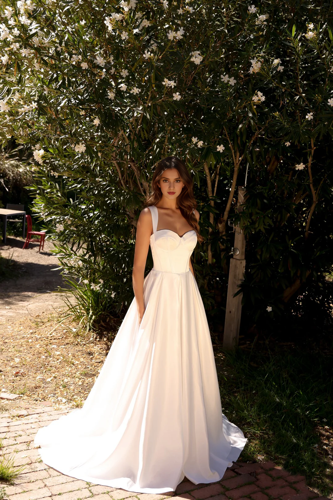 Sweetheart Long Sleeve Lace-Up Back Wedding Dress - Chloe Dress