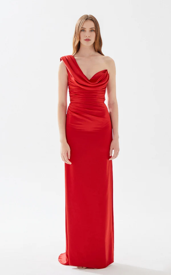 A-Line Lace-Up Back Asymmetric Floor-Length Evening Dress - Chloe Dress