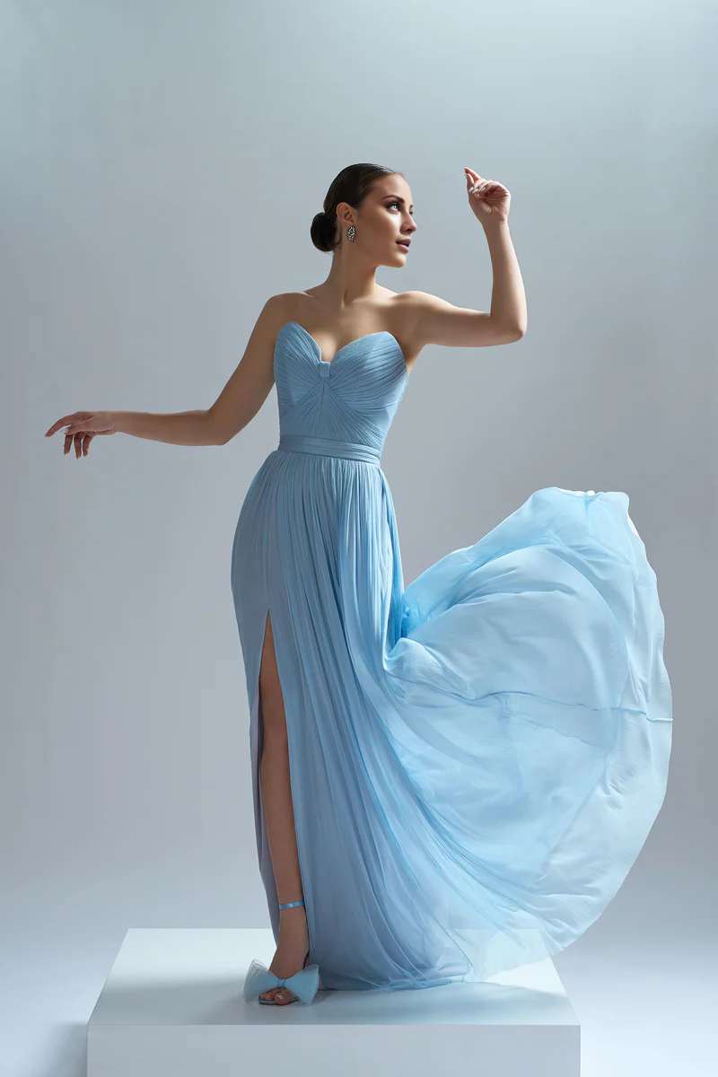 A-Line Chiffon High Slit Floor-Length Evening Gown - Chloe Dress