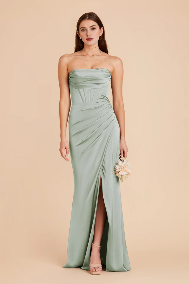 Satin Lace-Up Back Wedding Dress - Chloe Dress