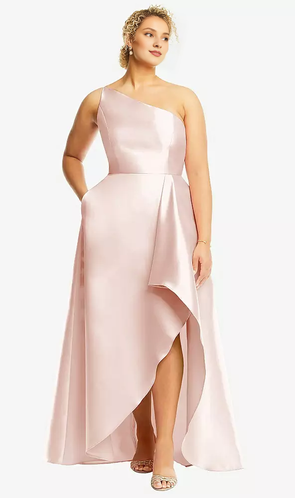 One-Shoulder Satin High Slit Prom Dress - Chloe Dress